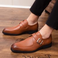 Wholesale Men s New Black Brown Belt Buckle Oxfords Casual Moccasins Wedding Dress Semi Formal Shoes Party Driving Flats Zapatos Hombre