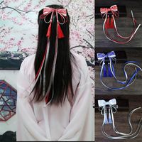 Wholesale Hair Accessories Antique Hanfu Ornaments Chinese Style Blue And White Porcelain Clips Bow Side Ancient Headband