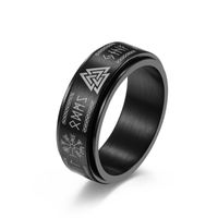 Wholesale Wedding Rings Nordic Viking Text Rotatable Titanium Steel For Men Rune Character Vintage Jewelry Male Gift mm