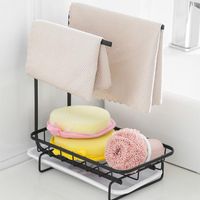 Wholesale Hooks Rails Iron Painted Kitchen Bathroom Container Shelf Sink Drain Rack Drying Towels Standing Wall Mounted Rag Sponge Storage Accessori