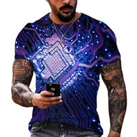 Wholesale Fashion Circuit Board Electronic Chip Pattern Male Female T shirt Streetwear Short Sved Personality Casual Oversized T Shirt