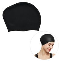 Wholesale Silicone Swimming Cap Practical Waterproof Swim Pool Hat Long Hair Ear Protection Caps For Female Black