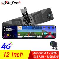 Wholesale 12 quot Android GB GB ADAS In DashCam Car DVR Mirror Camera G WIFI GPS Bluetooth Full HD P Video Recorder DVRs