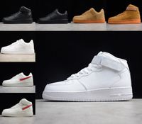 Wholesale Top Quality Forces Men Low Skateboard Shoes One Unisex Knit Euro Air High Women All Red black white Leather Trainer Sneaker Size