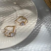 Wholesale Product Love Geometric Zircon Hand made Unique French Romantic Rhinestone Gold Tassel Women s Earrings Hoop Huggie