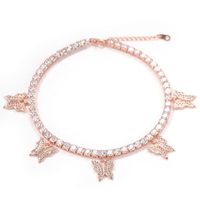 Wholesale 2021 Summer Top Sell Butterfly Anklets Sparkling Luxury Jewelry Sterling Silver High Quality Party Sweet Cute Gilrs Women Fashion Tennies Chain Gift