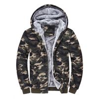Wholesale Fashion Mens Winter Camouflage Camo Fur Lined Zip Hooded Coat Hoodie Jackets Plus Cashmere Sweatshirt Amy Plus Size M XL