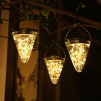 Wholesale Hanging Solar Lights Outdoor Powered Waterproof Landscape Lanterns with Glass for Patio Yard Garden and Pathway Decoration