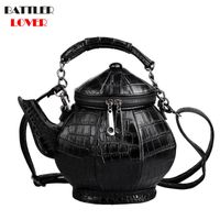 Wholesale Shoulder Bags Fashion Funny Teapot Shaped Handbag Women s Stone Pattern Leather Single Bag Gothic Personalized Party Mujer Femme