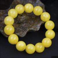 Wholesale Beaded Strands Bracelets Jewelry Pure Natural Amber Chicken Butter Yellow Beeswax Bracelet For Men And Women Drop Delivery Gx4U1