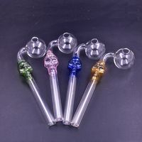 Wholesale Dhl Free Skull Pyrex Glass Smoking Pipes Oil Burner Curved Tube Glass Hand Pipe Different Colors Balancer In Stock Factory Price
