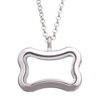 Wholesale Dog Bone Shape Floating Locket Pendant Necklace Open Living Memory Necklaces for women fashion jewelry will and sandy