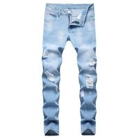Wholesale Mens Fashion Personality Ripped Slim Fit Zipper Stretch Denim Trousers Mens Super Skinny Jeans New Arrival Clothing