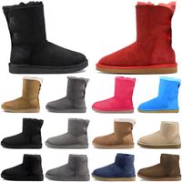 Wholesale Designer women boots casual shoes classic snow fashion ankle short bow fur winter black Chestnut boot