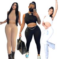 Wholesale Black white khaki Slim Rompers Womens Jumpsuit Streetwear Waist Band Cut Out One Piece Overall Active Wear Sleeveless Bodysuits