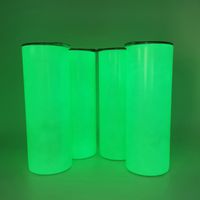 Wholesale sublimation glow in the dark oz straight water tumbler luminous thermal transfer travle thermos fluorescence light diy paint drinking tea beer cup