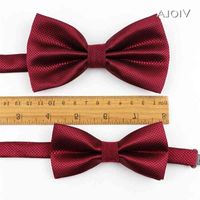 Wholesale 5665Solid Parent Child Bowtie Set Men Women Kids Colorful Butterfly Satin Party Dinner Wedding Burgundy Red Bow Tie Accessory Gift