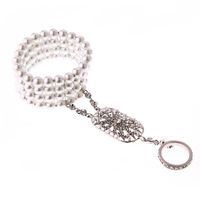 Wholesale Art Deco Bracelet Simulated Pearl Crystal Adjustable Ring Set s Flapper Jewelry Accessories Bangle