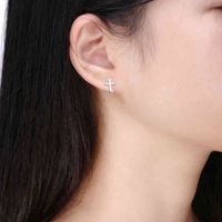 Wholesale RINNTIN OE132 Fashion Sier Plated Jewelry Wholale Rose Gold Cross Stud Earrings