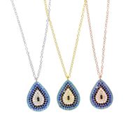 Wholesale Colored Cz Tear Drop Pendant Necklace Sterling Silver Turkish Evil Eye Design Nano Turquoises Women Necklaces Chokers