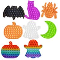 Wholesale Fidget Toys Anti Stress Hand Game Silicone Push Button Dimple Decompression Pumpkin Cat Bat Ghost Spider Moon Hallowmas Gift Fidgets Toy