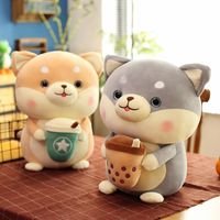 Wholesale New akita dog plush toy doll cute large Shiba inu sleeping pillow tea cup doll Milk cups muppet gifts