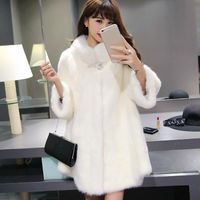 Wholesale Women s Fur Faux Mink Coats Women Winter Warm Black White Furry Long Turn down Collar Lapel Overcoat Thick Female Plush