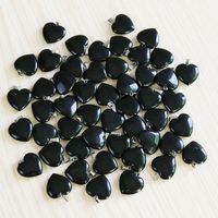 Wholesale Natural Black Obsidian Stone Heart Beads Pendant Women Charms For Accessories Jewelry Making