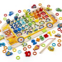 Wholesale Children s Wooden Alphanumeric Matching Board Makaron Logarithm Magnetic Fishing Game Wooden Educational Toys