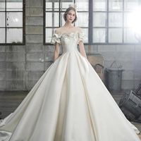 Wholesale Rain Wear Satin Surface Off Shoulder Wedding Dress Bride Winter Main Yarn Heavy Industry Advanced Texture Super Fairy Tail