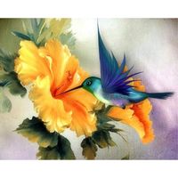 Wholesale Paintings Painting By Numbers DIY Drop x50 x65cm Bird Picking Honey Bluebird Animal Canvas Wedding Decoration Art Picture Gift