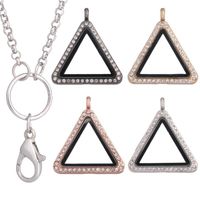 Wholesale Pendant Necklaces Rhinestone Triangle Floating Po Glass Making Metal Chain Diffuser Pads Jewelry Supplies
