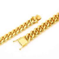 Wholesale Aizhilin Cadena Cubana Personalised Custom K Gold Plated Miami Cuban Stainls Steel Link Chain Necklace For Men Gift