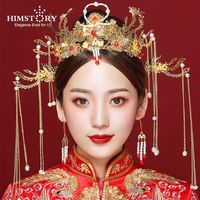 Wholesale Traditional Chinese Headdress Hair Stick Women Hairpin Wedding Accessories Gold Pin Clip Comb Head Jewelry Clips Barrettes