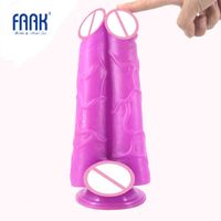 Wholesale Nxy Dildos Big Double Dildo with Suction Cup Siamese Penis Deep Texture Testicles Sex Toys for Women Adult Products Erotic Fetish
