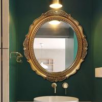 Wholesale Mirrors Vintage Baroque Decorative Gold Frame Nordic Oval Wall Bathroom Espejo Pared Room Decoration OF50JZ