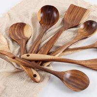 Wholesale Dinnerware Sets Non stick Cutlery Wooden Fork Spoon Handle Spatula Flat Shovel