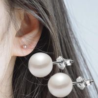 Wholesale Women s Earrings Accessories Small Round Shell Pearl Simple Cute Girl Ring Pierced Jewelry Stud