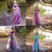 Wholesale Sexy Shoulderless Maternity Photography Props Dresses Long Cute Pregnancy Dress For Photo Shooting Mesh Pregnant Women Maxi Gown Y2