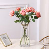 Wholesale Decorative Flowers Wreaths Pink Wedding Decoration Rose Artificial Single Real Touch Latex White Flower El Home Dinner Room Table Decor