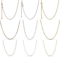 Wholesale Chains Authentic Sterling Silver Rose Gold Vintage Beaded Chain Basic Necklace For Women Bead Charm Diy Fashion Jewelry