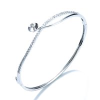 Wholesale Bangle Settings Cubic Zircon Sterling Silver Bracelet Base Mountings Jewellery Findings for Pearl