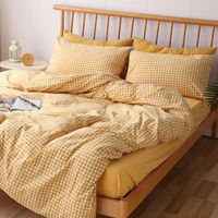 Wholesale Bedding Sets Classic Washed Cotton Plaid Duvet Bed Cover Comforter Sheet Twin Full Queen King Size Pillowcases