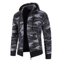 Wholesale Men s Sweaters Winter Fashion Camouflage Sweater Fleece Lined Thick Warm Hooded Cardigan Thermal Knitted Jumpers Outerwear