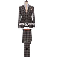 Wholesale Men s Suits Blazers Cenne Des Graoom Trend Plaid Suit Three piece Suit Business Casual Professional Groom Wedding Dress Stage