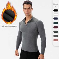 Wholesale T Shirts Clothing Tees Polos Men T shirt Mens Autumn Winter Sports Fitness Running Yoga Soft Plus Velvet Quick drying Underwear Long sleeved Bottoming Shirt