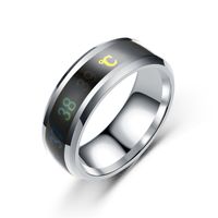 Wholesale 1PC Smart Measurement Temperature Ring Stainless Steel Couple Mood Rings Creative Jewelry Gift for Men Women