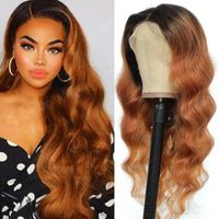 Wholesale Lace Wigs Ombre Brown Body Wave Front Human Hair SOKU Brazilian Remy PrePlucked x4 x4 Closure Wig For Black Women
