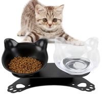 Wholesale 2pcs Selling Pet Bowl Non Slip Tilting Neck Protective Dog Cat With Elevated Base Supplies Solid Color Bowls Feeders