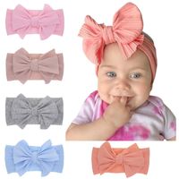 Wholesale Baby Headband Girls Head Accessories For Toddler Kids Plain Bow Headwear Turban Bands Bowknot Wrap Solid Hair Wear M Years